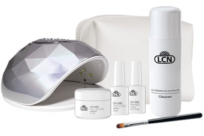 LCN UV-Gel Starter Set - Einsteiger Nagelmodellage-Set für Gelnägel - Komplettpaket für perfekte Nägel - Inkl. LED-UV-Lampe - vegan, Säure- & HEMA-frei