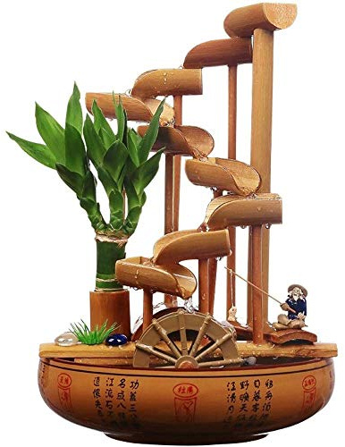 EliteBloom Bamboo Fountain Water Feature Cycle Feng Shui Ornament Water Fountain Bamboo Nebulizer Home Office Decor Sculptures Statues Home Decoration Arts Crafts for Pond Fish Tank Courtyard