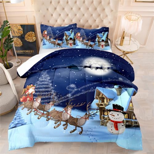 Coverless Duvet Single Brown Deer Blue Coverless Duvet Single Microfiber Quilted Bedspreads All Seasons Bedspread Breathable Comforter Soft Quilted Throw+2 Pillowcases(50x75cm) 140x200cm