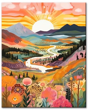 YALKIN Malen Nach Zahlen Erwachsene, Paint by Numbers Malen Nach Zahlen, DIY Landschaft mit Pinseln und Acrylfarben Handgemalt Ölgemälde Leinwand für Home Decor, Ohne Rahmen (40x50cm)