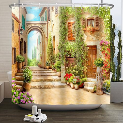 Duschvorhang Lila Gras Grün Duschvorhang Stoff Polyester Badevorhang Shower Curtains Antischimmel Duschvorhang Wasserdicht Duschvorhänge Duschvorhang 240x200 mit 12 Duschvorhangringen