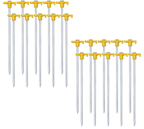Zeltheringe, rostfreier Zeltheringe aus verzinktem Stahl, robuste Zeltheringe, harte Anker, 25 cm, Erdnägel, Campingzubehör, ideal für harten und steinigen Boden (orange 20 Stück) (gelb 20 Stück)