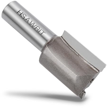 hsawbit Fresa dritta a 2 taglienti con gambo da 1/2, diametro di taglio 25 mm e lunghezza di taglio 30 mm, punta per fresatura a filo per lavorazione del legno