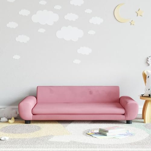 Tidyard Kindersofa Minisofa Minisessel Kinderbett Kindercouch Schlafsessel Kindersessel Kindermöbel Kinder Sofa Sessel für Kinderzimmer Rosa 100x54x33 cm Samt