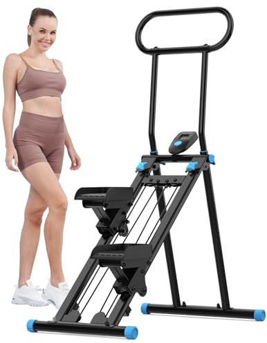 HXD-ERGO Stair Stepper Foldable Stairmaster Machine for Home Gym Workout, 160kg Load-Bearing Capacity Cardio Stair Climber with Low Noise (Black with no resistance)
