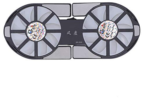 Grand Volume d'air, Refroidisseur pour Ordinateur Portable DualFan, Dissipateur de Chaleur Pliable pour Ordinateurs de Bureau avec Lumière LED Bleue, Faible Bruit, Hub (Black)