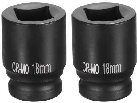 QUARKZMAN 2 Stück 4-Punkt-Viereckbuchse 1/2 Antrieb 18mm Stecknuss, Metrische Viereck-Impact-Buchse CR-MO-Verdunkelung Standard-Rad-Buchsen Pneumatische Werkzeug für Auto Reparatur