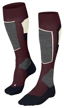 FALKE Damen Skisocken SK4 Advanced W Kh Wolle Funktionsmaterial warm dünn 1 Paar, Rot Merlot 8117-O, 39-40