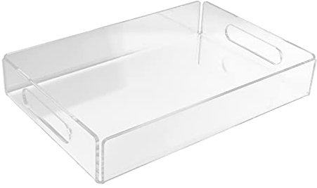 Sorandy Acryl -Servierschale, Klare Acryl -Servierschale mit Griffen, Klare Dekorative Platte für Kaffee, Vorspeise, Essen, Frühstück, Snack