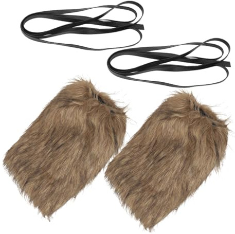 FUTUREORYY Wikinger Stirnband Damen mit 2 Flauschigen Beinstulpen aus Polyester Vielseitiges Zubehör im Wikinger Stil für Damen und Herren Weich und Komfortabel für Cosplay