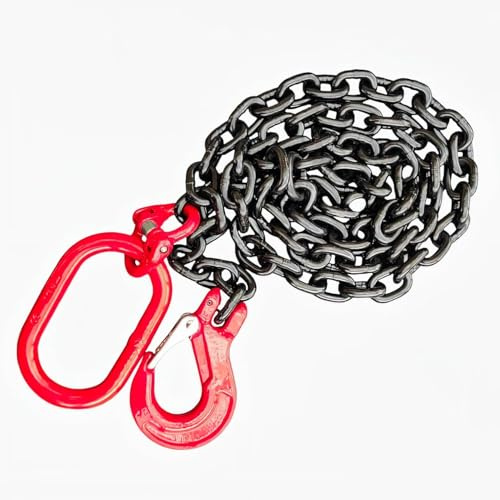 Forstkette 8mm GK8 | 4000kg | EN 818-2 | Mit Lasthaken + Aufhängering | Schwarz/Verzinkt | 1m-5m (5m - FK5)