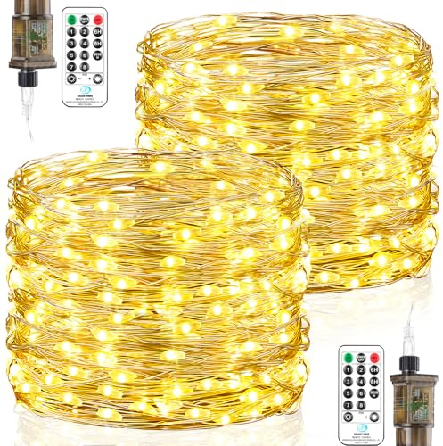 23M LED Lichterkette Innen mit Stecker, 200 Led Lichterkette aus Kupferdraht, Warmweiß Lichterketten Strom Wasserdicht Timer 8 Programm für Außen Innen Weihnachten Halloween Hochzeit Garten Party Deko