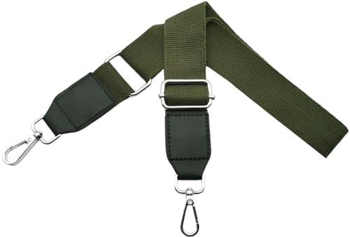 Verstellbarer Schultergurt für Taschen Taschengurte zum Wechseln Handtaschengurte Breit 3.8 cm mit Silber Karabiner Schulterriemen Leder für Umhängetasche Damen, Handtasche, Grün, Q2-07