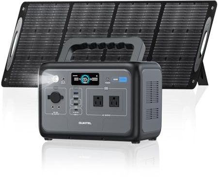 OUKITEL Générateur solaire P800 800 W avec panneau solaire de 200 W, station d'alimentation portable de 512 Wh, batterie LiFePO4 d'urgence pour la maison, le camping, les camping-cars