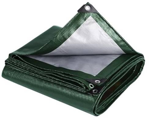 Milageto 3x4M Green Waterproof Tarpaulin with Reinforced Eyelets for Construction Site Coverage PE Material Garden Furniture Cover