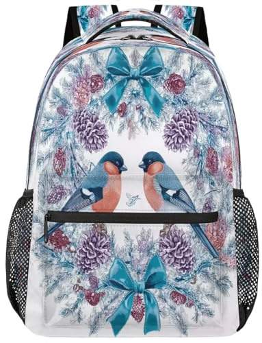 Corona Navideña De Piñas Con Pájaros Y Cinta Mochila Informal Antirrobo Mochila Escolar Gran Capacidad Mochilas Para Hombre Vuelta Al Cole Mujer 29X40Cm