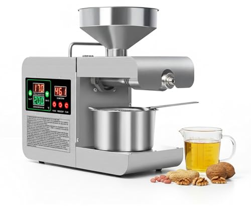Estrattore di Olio Elettrico 820W, Pressa Automatica Professionale in Inox per Cucina Sana, Spremitura a Freddo e Caldo di Semi Arachidi Noci di Cocco Soia
