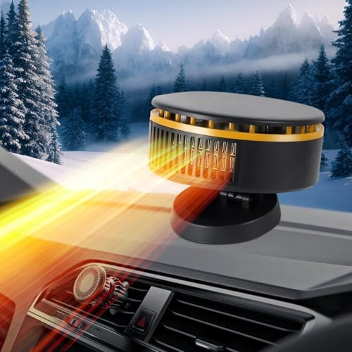 12V Car Heater,Portable Fast Heating Auto Car Heater Defroster Windshield Defogger Automobile Windscreen Heater Plug in Cigarette Lighter 360 Degree Rotary (Orange&Black)