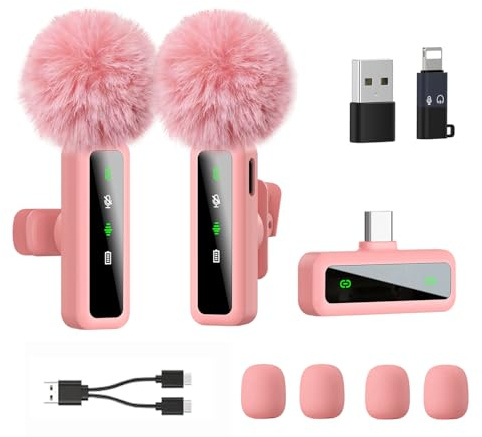 Wireless Lavalier Microphone for iPhone, Android, iPad, Lavalier Microphone for Video Recording -Noise Reduction Lapel Mic for Recording,Clip on Mic Pro for Video Recording,Tiktok,Vlog,Youtube