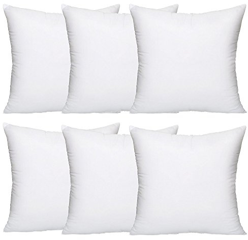 UK Care Direct Pack of 6 Cushion Inserts 45cm x 45cm - 18 x 18 Cushion Insert - White Square Cushions; Hypoallergenic Cushion Inner - Bounce Back Cushion Pads for Sofa & Couches - Pack of 6