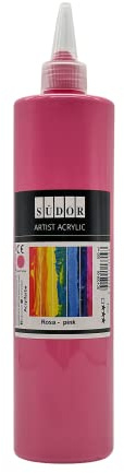 SÜDOR ACRYLFARBE 500 ml - Geeignet für Acryl-Pouring. Hochpigmentierte Künstler-Malfarben zum Bemalen auf Holz, Leinwand, Stein, Papier, Stoff, Metall. Wasserfest. Vegan. (Pink)