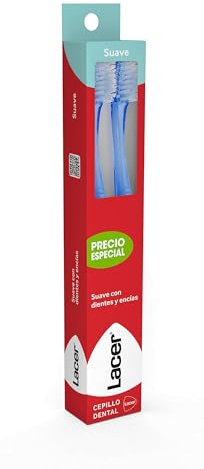 LACER - Pack 2 Cepillos de Dientes, Cerdas Suaves, Filamentos Tynex con Puntas Redondeadas, Mango Ergonómico Antideslizante