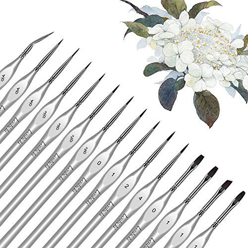 Detail Paint Brush Set,15 Miniature Fine Paint Brushes For Fine Detailing & Rock Painting. Acrylic Watercolor Oil - Art, Scale Models, Paint by Numbers Supplies Kit