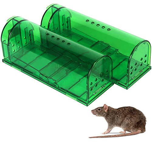 Paquete de 2 trampas para Ratones, Ratas, trampas para Ratones en Interiores para atrapar y liberar en el hogar sin Matar, Trampa para Ratones Reutilizable para roedores pequeños, pequeño