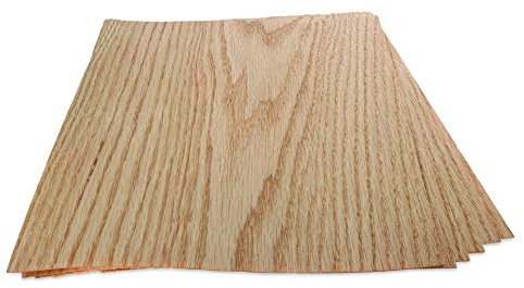 WoodPress® Echtholzfurnier aus roter Eiche, 6 Bögen, A4-Größe (ca. 21 cm x 29 cm), Furnier für Intarsien, Modellbau und Möbelreparatur