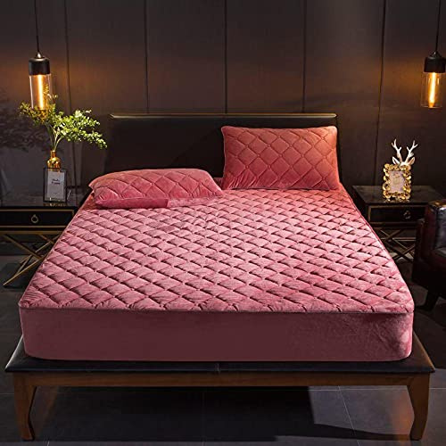 HAIBA Warme Plüsch Spannbettlaken 100x200 cm bis 30cm Rosa Matratzenbezug | Kuschelige Fleece Bettlaken geräuschlos atmungsaktiv 30cm tiefe Tasche mit Randgummi für Boxspringbett Wasserbett