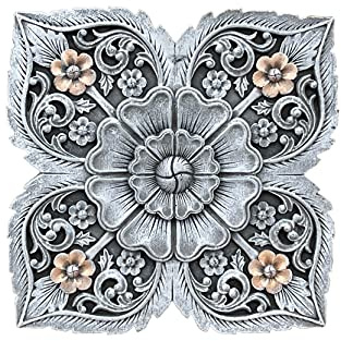 Stone and Style Väggrelief Väggdekoration Mandala Blomma Frostfast Fast Massiv Sten