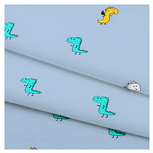 Niedlicher Dinosaurier-Baumwollstoff, Cartoon-Druck, Quilt-Stoff, für Heimdekoration, Kleidung, Patchwork, Nähen, Hellblau