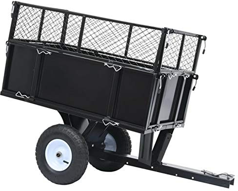 Susany Kippanhänger für Rasentraktor mit Lufträdern Gartenwagen 150 kg Last