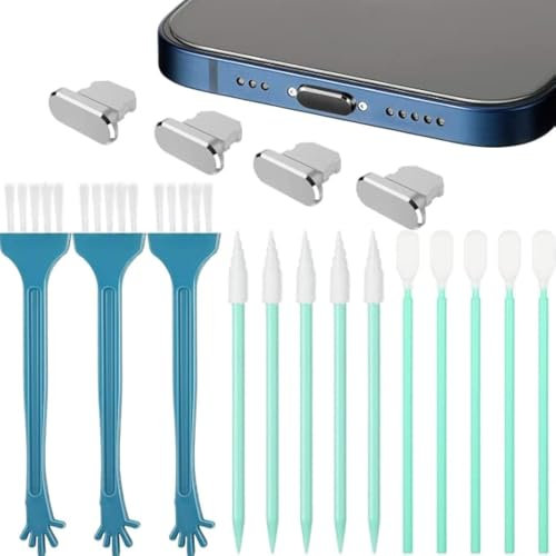 Cozlly Kit de herramientas de limpieza de teléfono, 17 piezas, conector antipolvo, puerto de carga, receptor de altavoz, limpiador 11/11Pro/11ProMax/12mini/12/12Pro/12ProMax 13Mini/13/13Pro/13ProMax