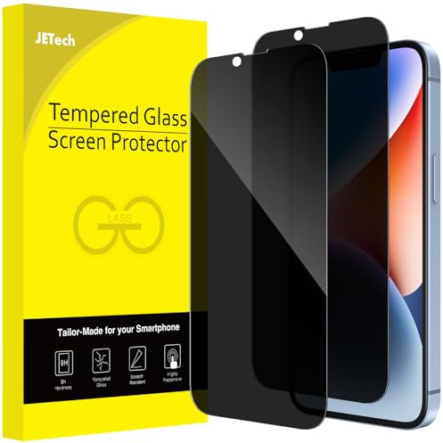 JETech Protector Pantalla Privacidad para iPhone 14 Plus, 2 Unidades | Antiespía Cristal Vidrio Templado Cobertura Completa, Protección Borde a Borde, Amigable para Funda, HD Claro