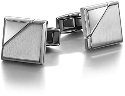 Colibri Equinox Cufflinks Manschettenknöpfe für Männer - Stahl/Gunmetal/Rosegold - Designer Manschettenknöpfe für Männer mit drehbarem Walschwanzverschluss - Geschenkbox