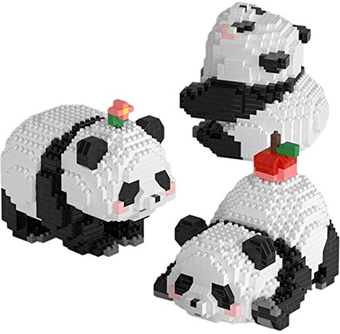 Larcele 983 Stücke Mikro Bausteine Spielzeug Kit, Mini Bricks Bauen Bauklötze Satz KLJM-09 (3 in 1 Panda B)
