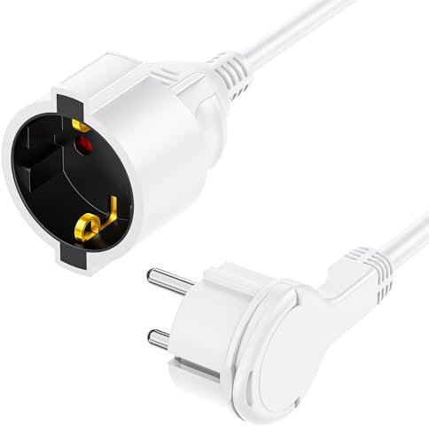 RealMade 𝟯𝗺 𝗙𝗹𝗮𝗰𝗵𝘀𝘁𝗲𝗰𝗸𝗲𝗿 𝗩𝗲𝗿𝗹ä𝗻𝗴𝗲𝗿𝘂𝗻𝗴, Verlängerungskabel 3m, 𝟯𝟲𝟴𝟬𝗪 Flacher Stecker Steckdose mit Kindersicherung, Stromkabel Verlängerung, 16A/250V, Weiß