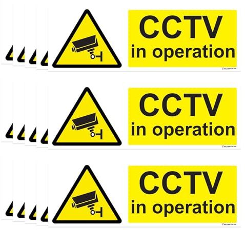 RDLCAR CCTV In Operation Warning Sign, Security Camera Warning for Indoor & Outdoor Signs, Complies w/ ISO 7010 Guidelines, 300mm x 400mm x 1mm, Rigid PVC, 15-pack