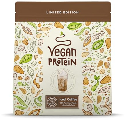 Veganes Proteinpulver | Limitierte Edition: Mit Eiskaffee | 600g Eiweißpulver mit Koffein | Premiumqualität Protein | Made in Germany | Alpha Foods