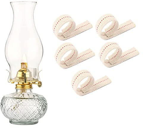 OUSIKA Lámpara de aceite Linterna Lámpara de aceite con 5 mechas for interiores Lámpara de parafina de base redonda antigua Lámpara de queroseno de vidrio de chimenea grande transparente Lámpara de hu