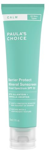 Paula's Choice CALM Barrier Protect Mineral Tagescreme LSF 30 - Beugt den Anzeichen von Empfindlichkeiten vor - Für Empfindliche Haut Geeignet - mit Titandioxid - Für alle Hauttypen - 60 ml