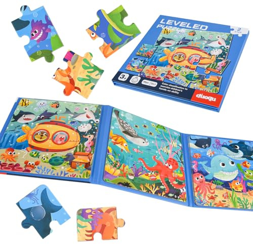ASTARON Magnetische Puzzle für Kinder 12-16-20 Stück Ozean Kinderpuzzle ab 3 Jahre, Beschäftigung für Kinder im Autofahrt Flugzeug, Kindergeburtstag Geschenke