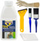 Complete Paint Remover Bundle: TX10 Paint & Varnish Stripper, Blackspur Scraper, 1 & 2 Inch Paintbrushes, Rubber Gloves, Blackspur Dust Sheet - Ideal Paint Stripper for Wood, Metal, and Bricks