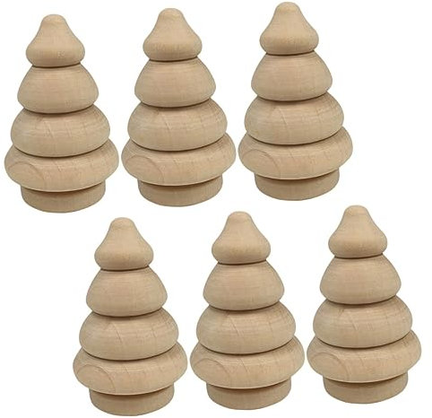 BEBEMOKO 6stücke Teiliges Aus Handbemalten Holz-weihnachtsbaum-ornamenten Dekorative Tischdeko Für Weihnachten Für Fenster Kamin Und Schreibtisch