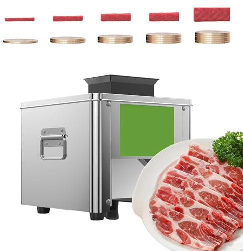 Affettatrice per La Casa, Lama Di Grande Diametro 85 Mm, Set Di Coltelli Sostituibili, Fetta, Striscia, Dadi 3 in 1, Adatta per Tagliare Carne Di Vari Spessori,5.0mm