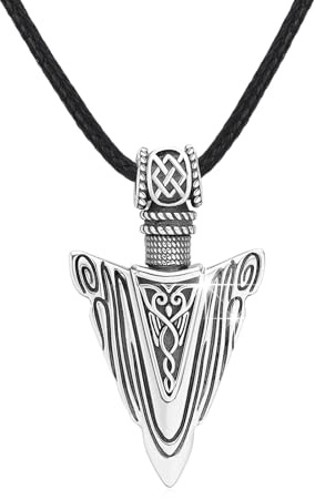 CRWENG Pfeilspitze Halskette für Männer 925 Sterling Silber Wikinger Anhänger Ketten Keltischer Knoten Kette für Frauen Nordischer Wikingerschmuck für Männer und Frauen