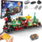 Mould King 12012 Weihnachten Bausteine, 1296 Teile Weihnachten Zug Elektrisch LED-Licht Dampflokomotive Set Modell Bausatz, Weihnachten Geschenke Spielzeug für Kinder ab 8 Jahren