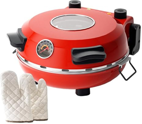 forplubossmmp Four À Pizza Électrique 12/31cm Grande Plaque Machine À Pizza, Four Grille-Pain À Pizza D'intérieur 450℃ Mini Four À Pizza Haute Température pour D'ingrédients 1300w (avec Gants)