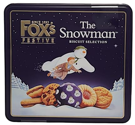 Snowman Assorted Biscuit Selection 350g Tin Box Milk Chocolate Fudge Jam 'n' Cream Viennese Chocolate & Cream Triple Chocolate Cookies
